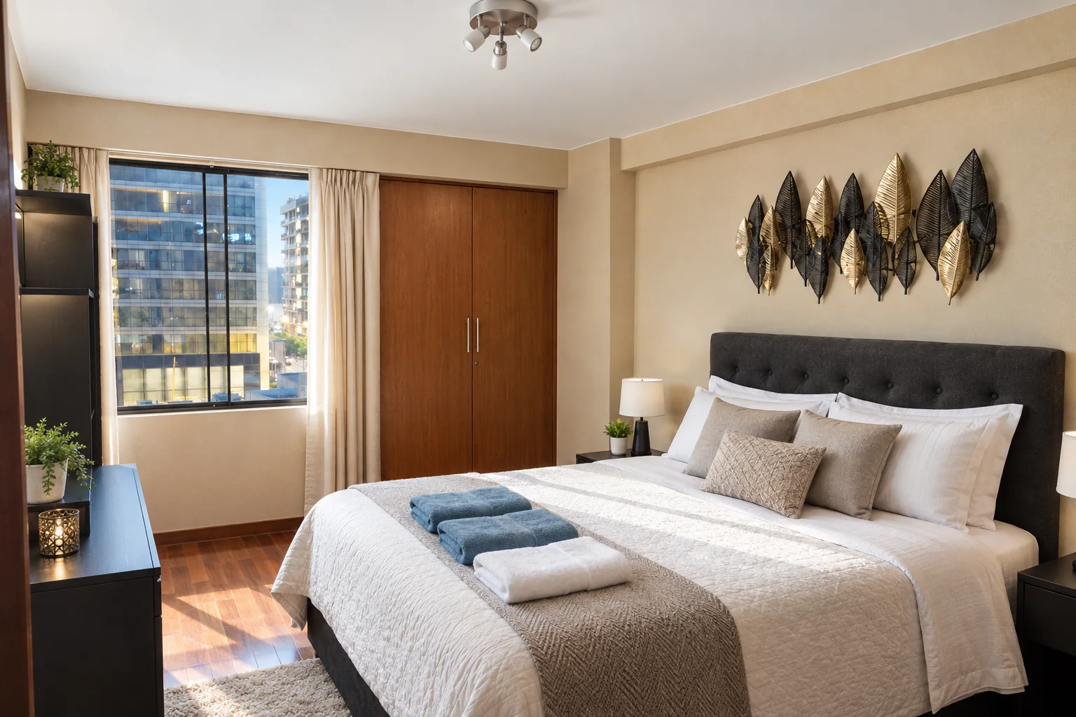 Dormitorio principal con cama doble y vista exterior
